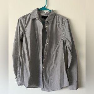 Banana Republic Factory Non-Iron Tailored Fit Dress Shirt Navy Stripe 6